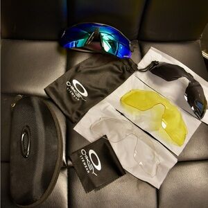 Oakley Multi-Lens Sports Sunglasses with Blue-Green Mirrored Lens